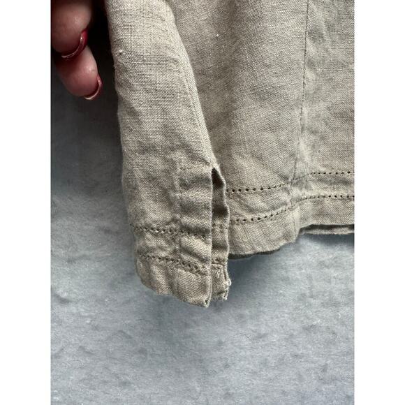 Vintage Charter Club 100% Linen Sleeveless Button Front Top Beige Neutral Size 6 - Picture 3 of 9